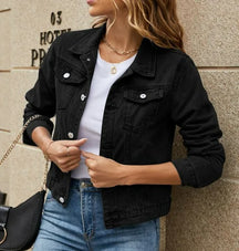 Jaqueta Feminina Jeans Preta Luisa