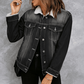 Jaqueta Feminina Jeans Preta Luisa